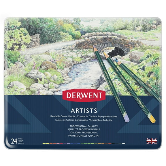 Derwent Artists' Colored Pencil Set, 24-Color Tin Set