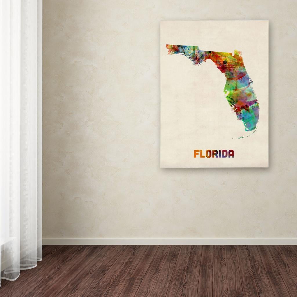 "Florida Map" Canvas Wall Art by Michael Tompsett