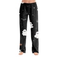 thumbnail image 2 of Womens Halloween Pajamas Cute Pumpkin Ghost Print Elastic Waist Pj Pants Cozy Lightweight Sleepwear For Halloween, 2 of 9