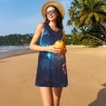 thumbnail image 3 of Fotbe Red And Blue Fire Dragon C Vestido de Verano sin Mangas para Mujer – Vestido Midi Línea A, Estilo Camiseta Floral, Vestido Playero Casual y Fluido, 3 of 7
