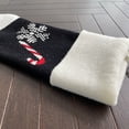 thumbnail image 3 of Colgante de calcetín navideño de felpa tejida con copos de nieve y bastón de caramelo negro., 3 of 14