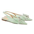 thumbnail image 2 of XYD Women Layered Bowknot Crystal Studs Flats Pointed Toe Elastic Slingback Shoes Gorgeous Prom Bridal Sandals Size 8.5 Green, 2 of 4