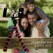 Syenll Flexible Octopus Tripod with Wireless Remote Phone Holder Mount, Black and Red