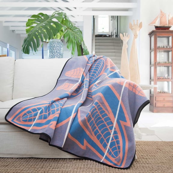 Basotho Wool Blanket - Cobalt/Salmon