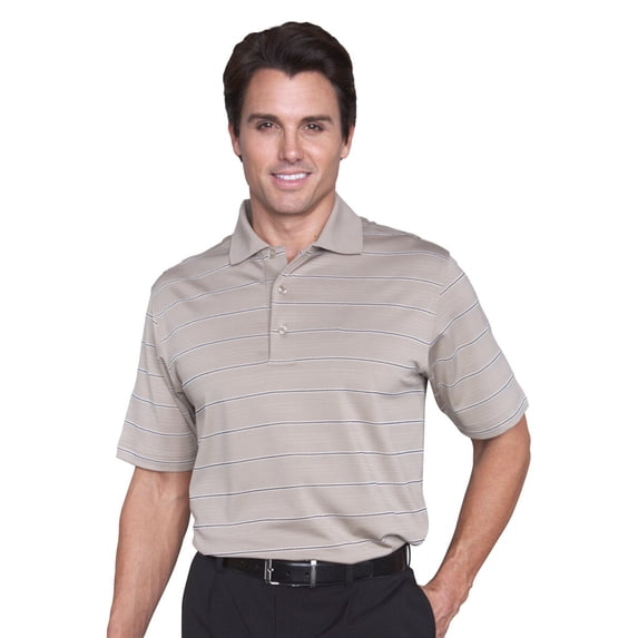 Monterey Club Men's Vero Single Stripe Texture Golf Polo Shirt #1632