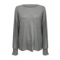 thumbnail image 5 of miqiqism Simple Soft Sweatshirts for Women Comfy Crew Neck Long Sleeve Sweatshirt Juniors Casual Basic Pullover Sweater Tops Fashion Solid Loose Tunic Pullover Top,Gray,Small, 5 of 6