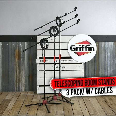 Griffin Microphone Stand 3-PACK Boom Arm Holder XLR Cable Mic Clip Stage Studio