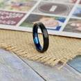 thumbnail image 2 of Metal Masters 4mm Wide Tungsten Carbide Brushed Black Blue Wedding Band Engagement Ring Comfort-Fit 6, 2 of 7