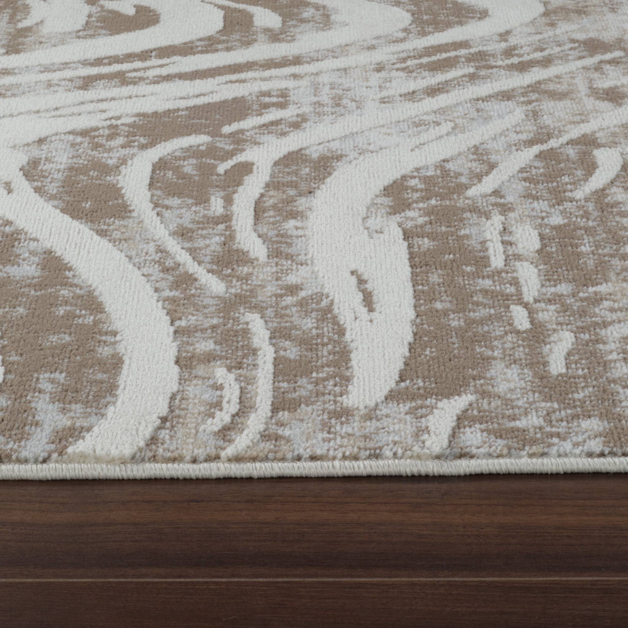 Rug Branch Nomad Abstract Indoor Area Rug, Beige Brown, Coastal - Living Room, Bedroom, Dining Room, and Kitchen