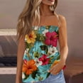 thumbnail image 2 of OIOLOYJM Womens Tube Top Summer Cute Strapless Palm Tree Peplum Top Backless Vacation Flowy Party Clothes Cyan 2XL, 2 of 4