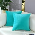 thumbnail image 4 of Comfy Turquoise Throw Pillow Covers Decorative Square Thick Super Soft Cushion Cases Home Decor for Sofa Couch, Set of 2, 16 x 16 Inch, 4 of 7