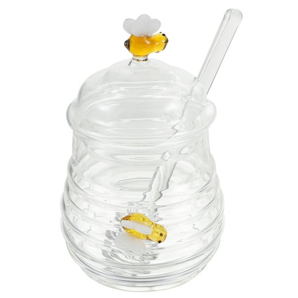 Glass Honey Jar Honey Jars Honey Dish with Dipper and Lid Large Glass Jar Honey Pot Honey Dispenser
