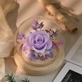 thumbnail image 2 of Preserved Real Flower Glass Dome Eternal Carnation Rose Display For Home Tabletop Decor Gift, 2 of 9