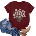 thumbnail image 5 of Jienlioq Hauts d'Été pour Femmes T-shirt Imprimé Col Rond Manches Courtes Vin G, 5 of 5