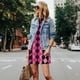 thumbnail image 4 of Fotbe pink and black argyle Vestido de Verano sin Mangas para Mujer – Vestido Midi Línea A, Estilo Camiseta Floral, Vestido Playero Casual y Fluido, 4 of 7