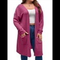 thumbnail image 1 of Cárdigan de Punto Ligero y Suave para Mujer, de Talla Grande, con Mangas Largas, Abierto Al Frente y Bolsillos. Rosa Roja 4XL, 1 of 7