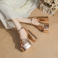 thumbnail image 5 of SACFOF Chunky Platform Heels for Women Open Toe Bow Heels with Ankle Strap Wedding Party Office Summer Sandals, 5 of 6