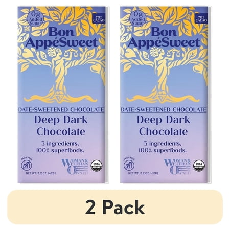 (2 pack) Bon AppeSweet Deep Dark Chocolate Bar 2.2 oz