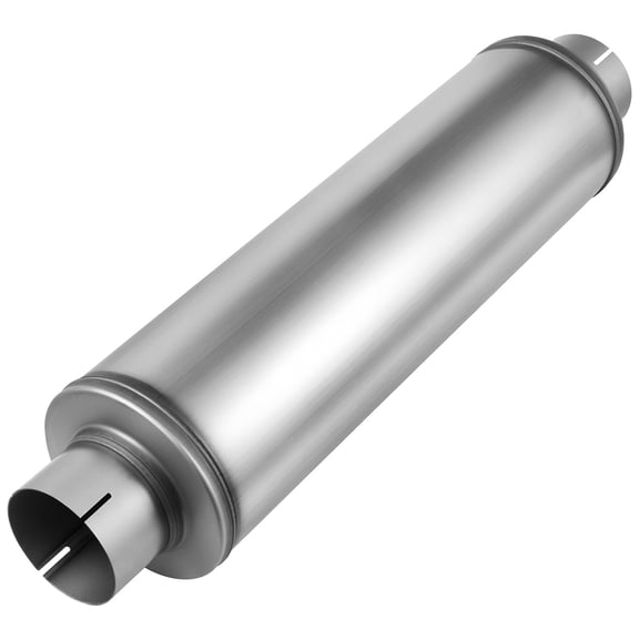 VEVOR Exhaust Muffler, 4 Inch Inlet & Outlet, 30 Inch Overall Length Stainless Steel Exhaust Tip,Universal Resonator Round Body, High Performance for Trucks, Sedans, Sports Cars, SUVs & Daily Drivers