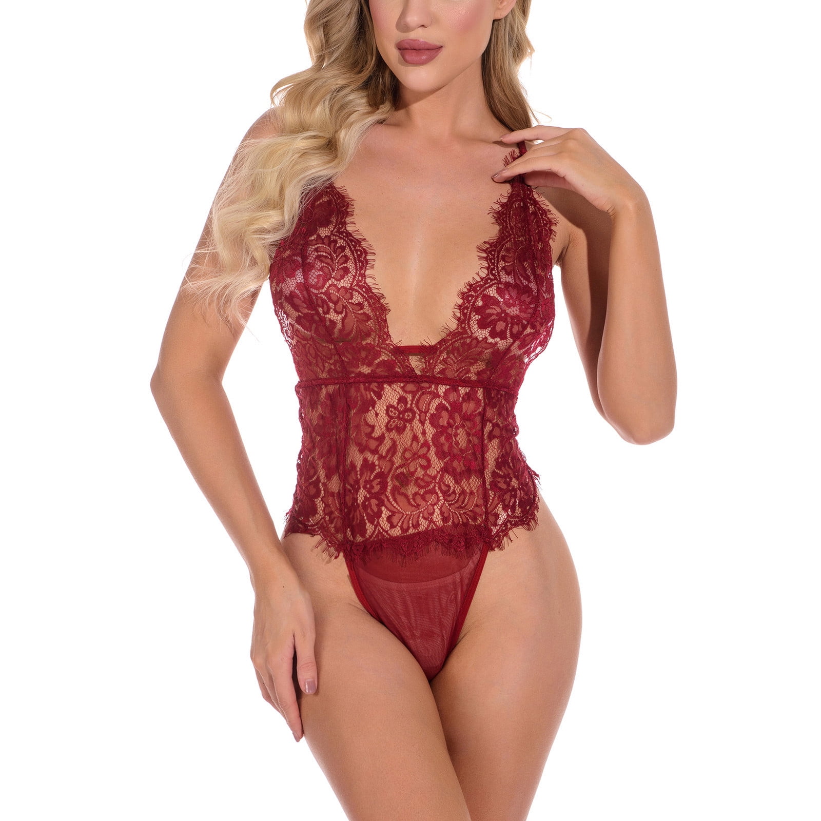 Lingerie for Womens Lace Eyelashes Sexy Corest Sheer Babydoll Underwear