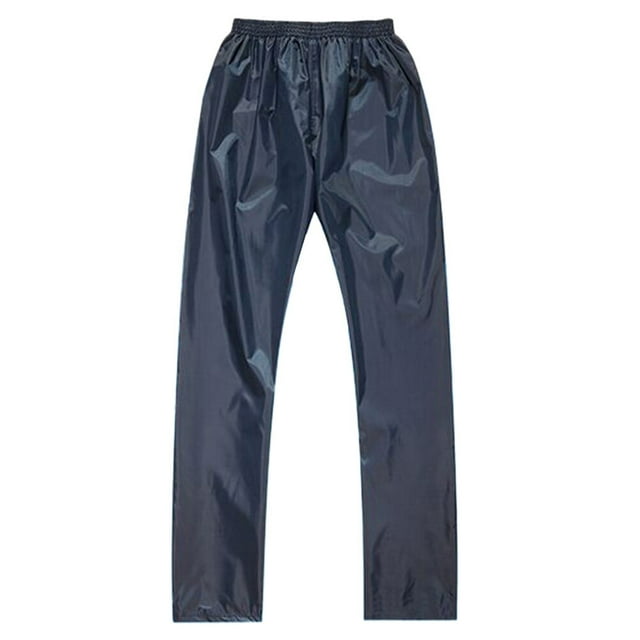 Double Layer Outdoor Cycling Pants Rainproof Waterproof Motorcycle Riding Rain Pants Fishing Trousers for Camping Hiking Climbing Boating Hunting - Size XXL (Dark Blue)