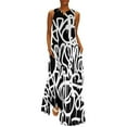 thumbnail image 2 of Abstract Graffiti Dress Black and White Kawaii Maxi Dress V Neck Custom Bohemia Long Dresses Aesthetic Oversized Vestido, 2 of 7