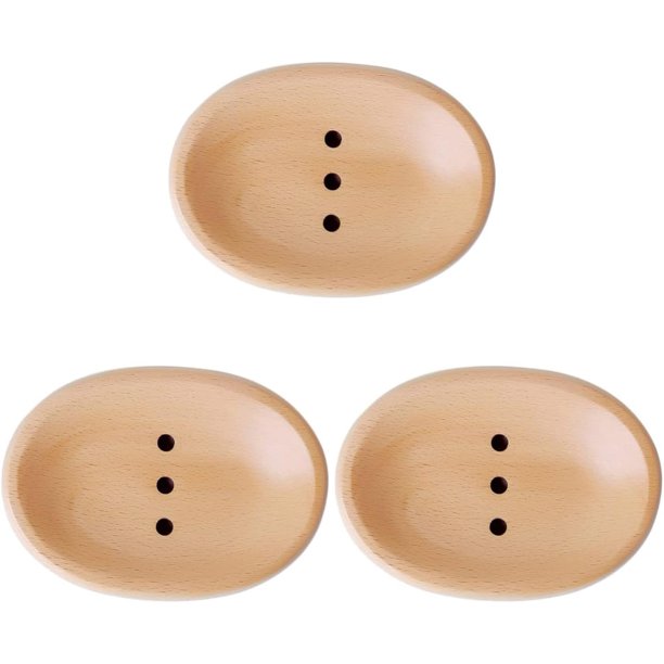 Soap Dish Soap Dish Holder Soap Drainer Draining Oval Dish Wooden