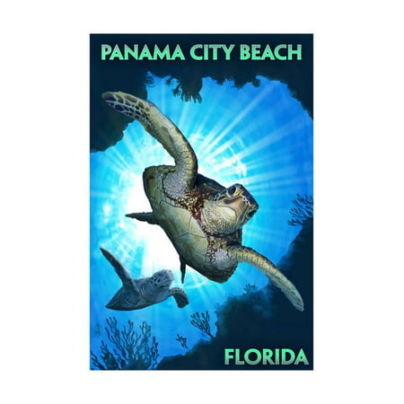Panama City Beach, Florida - Sea Turtles Diving Print Wall Art By Lantern