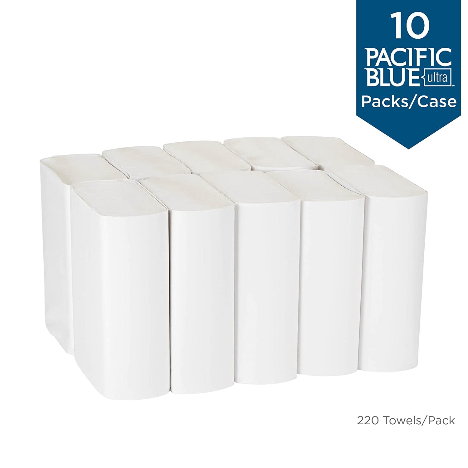 Pacific Blue Ultra Big Z-Fold Paper Towels by GP PRO White, 20887, 220 Paper Towels Per Pack, 10 Packs Per Case (2200 Total), 10.20'' x 10.80