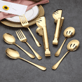 thumbnail image 3 of ReaNea Gold Flatware Serving Set of 8 Pieces, Silverware Serving Utensils Large Spoon Set, 3 of 10