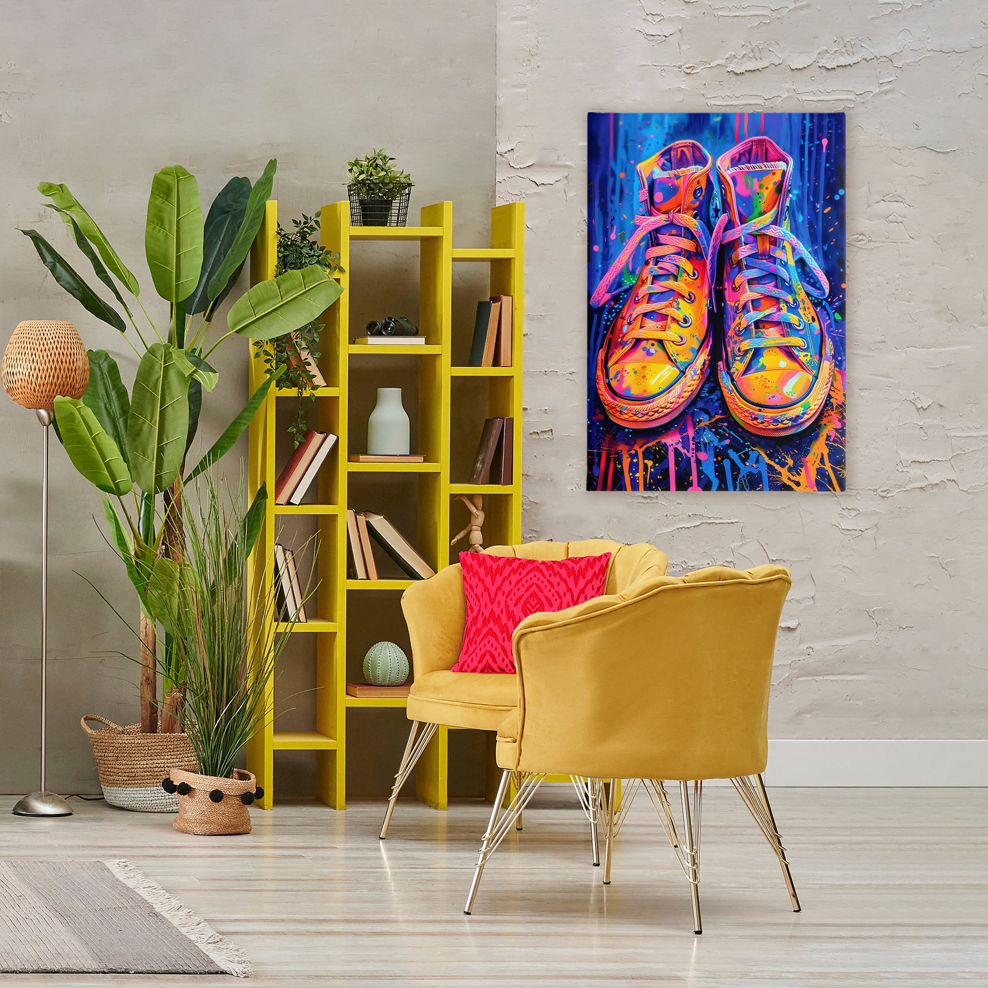 Stupell Industries Moody Converse with Neon Splash Canvas Wall Art, design by Creative Studio