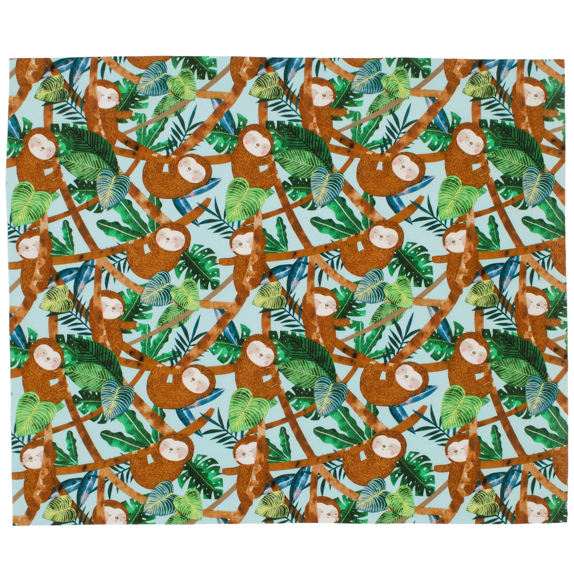Create It 18"x21" Cotton Sloths Precut Sewing & Craft Fabric, Teal 10 Pieces