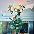 thumbnail image 5 of Adornos y decoración Kit de guirnalda de globos verde salvia, oro blanco, verde esmeralda, 130 piezas, kit de globos de látex metálicos dorados para la jungla, Baby Boy Shower, cumpleaños H, 5 of 5