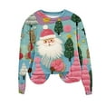 thumbnail image 4 of Women's Christmas Sweatshirt Santa Print Long Sleeve Crewneck Dropped Shoulder Pullover Top Pink S, 4 of 4