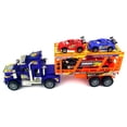 thumbnail image 4 of Super Truck Trailer Children's Friction Toy Truck Ready To Run w/ 4 Toy Cars, No Batteries Required (Colors May Vary), 4 of 4