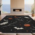 thumbnail image 2 of Design&I 5'x7' Washable Area Rug Black Orange Halloween Themed Decorative Design Featuring Ghosts, Pumpkins, Bats, for Guest Room, Lounge, Apartment, Flatweave & Daily Traffic Ready, 2 of 7