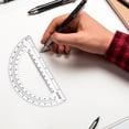 thumbnail image 6 of Geometry Ruler Set 2 Pack Triangle Ruler Protractor Measuring Tools Transparent PVC Math Drafting Kit with Clear Scale for classroom supplies Office Engineering Drawing Clear, 6 of 6