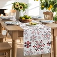 thumbnail image 2 of Table Runner 108 Inches Long for Kitchen Dining, Red White Snowflake Christmas Dresser Scarf Farmhouse, Dining Table Decorations for Wedding/Parties, Winter Xmas Snow Snowflakes 13 x 108 In, 2 of 9