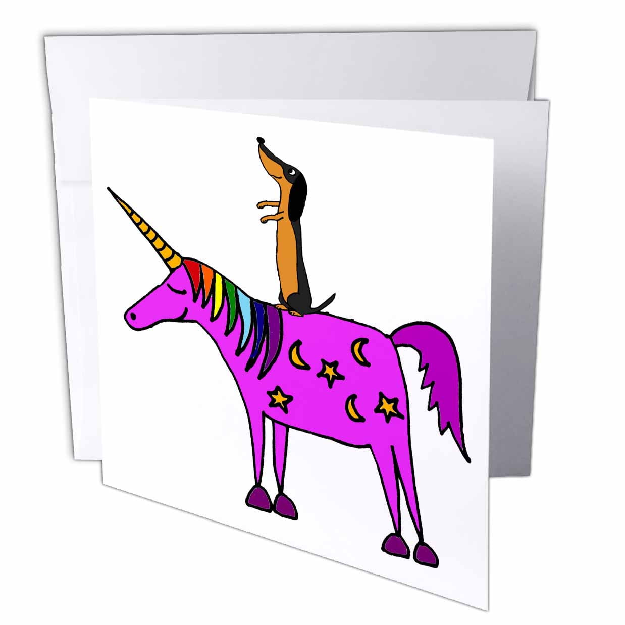 3dRose 3dRose Cool Humorous Dachshund Dog Riding Unicorn Cartoon