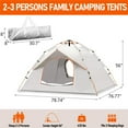 thumbnail image 5 of Pop Up Canopy Instant Family Tents for Camping 2-3 Person with 2 Doors, Includes Carrying Bag, Windproof Ropes, Ground Stakes, Rain Cover, Waterproof Anti-UV Camping Tent for Beach/Hiking/Outdoor, 5 of 10