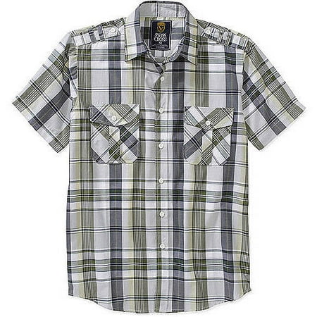Big Men's - -short Sleeve Plaid Woven W/