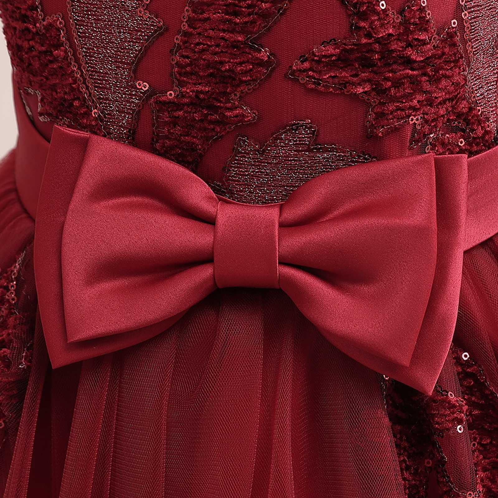 Big Kid Girl Dress Dress 16 New Children s Dress Princess Dress Big Children s Sequins and Ground Long Dress Piano Performance Girls Clothes Red 12 13