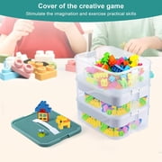 Plastic Storage Boxes Compatible with Lego Storage Organizer, Stackable Toys Organizer Clear Compartment Craft Containers for Building Blocks Bricks Puzzle Board Organizer Accessories, 3 Layer