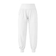 thumbnail image 5 of ClodeEU Women's High Waisted Smocked Waist Jogger Pants,Casual Loose Fit Joggers with Elastic Cuffs White,Women's Plus XXL, 5 of 9