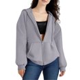 thumbnail image 2 of Zip Up Hoodies For Women Cropped Sweatshirts Fall Fashion Outfits 2025 Y2k Fleece Teen Girls Clothes 06-Light Gray S, 2 of 3