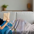 thumbnail image 3 of Cacun Soft Flannel Fleece Throw Blanket, Gentle Waves Hitting the Coastline with an Algae Covered Tree Trunk, Cozy Plush for Indoor and Outdoor Use, 60" x 80", Dark Sky Blue Multicolor, by Ambesonne, 3 of 5