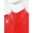 thumbnail image 5 of Yeahdor Mens Zipper Crotch Jumpsuit Long Sleeve Stretchy Catsuit Patent Leather Night Club Bodysuit Red XL, 5 of 7