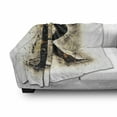 thumbnail image 3 of Letter R Soft Flannel Fleece Blanket, Capital R in Baroque Display Old Fashion Phenomenal Phonemes Writing Print, Cozy Plush for Indoor and Outdoor Use, 50" x 60", Tan Black Yellow, by Ambesonne, 3 of 6