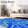 thumbnail image 2 of ODIKA 4'x6' Machine Washable Non-Slip Area Rug, Ocean Current Wave with Interlocking Spiral Motifs and Accents High Traffic Rug, Blue, 718837, 2 of 7