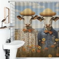 thumbnail image 4 of Farmhouse Highland Cow Funny Cattle And Flower Shower Curtain Fabric Bathroom Decor with Hooks, 4 of 8